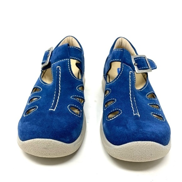 Wolky Smiley Suede Sandals Denim Blue Oiled Suede - Picture 3 of 8